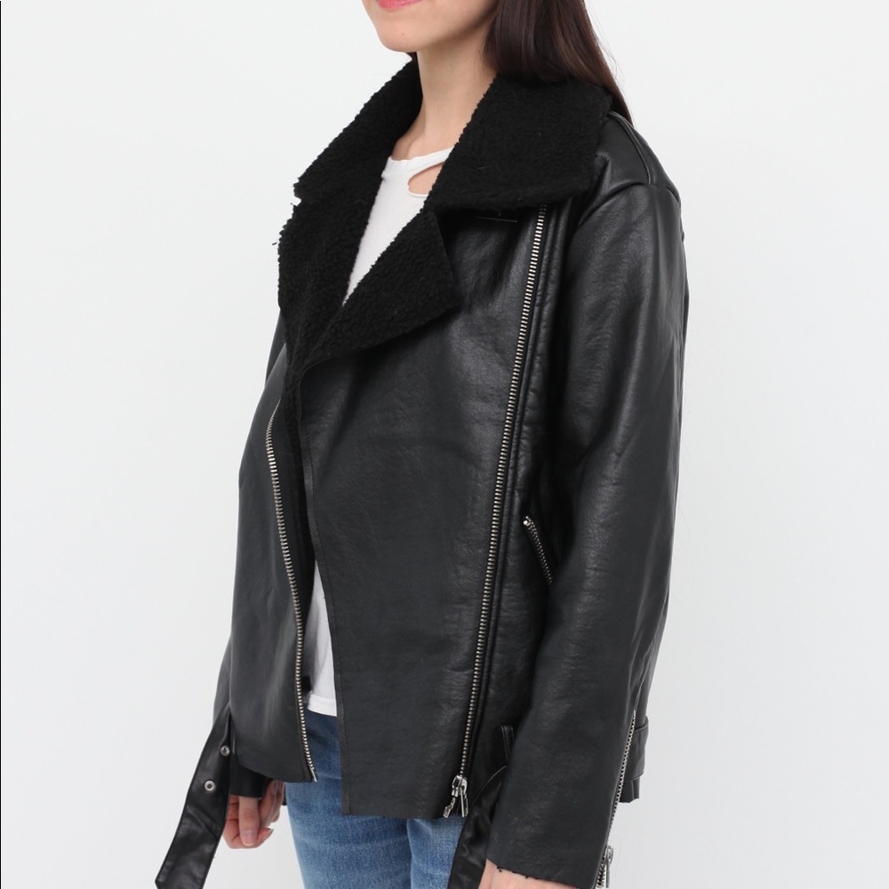 Noize Vegan Leather Shearling Jacket - NWOT